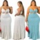 Szín: égszínkék XL - 5XL plusz méretű kétrészes szett női nyári ruházat szexi édes melltartó és maxi szoknya