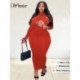 Szín: piros 4XL - Nagy méretű női ruhák Sexy Hollow Out hosszú ujjú Bodycon Stretch Elegant Maxi ruha L-4xl