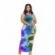 Szín: kék XXXL - Tie Dye Plus Size Dess női 2021. nyári mellény Elegáns alkalmi sztreccs testű sztreccs divatos maxi