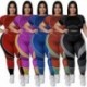 Szín: fekete XXL - Nagy méretű 2 részes ruhák Női ruházat Bodycon Stretch sportruhák kocogó fitneszhez illő szettek