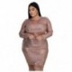 Szín: ezüst 5XL - Ruhák női partira, nagy méretű, 5XL elegáns Bodycon hát nélküli miniruha Night Club születésnapi