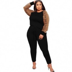 Szín: fekete 5XL - Nagy méretű készletek 2 részes ruhák női őszi ruhák melegítő ruha tréningruha Leopard Patchwork