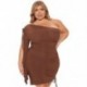 Szín: barna 4XL - Nagy méretű női ruházati ruhák, pólyás nyár, szexi buli Bodycon Stretch mini ruha
