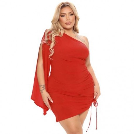 Szín: piros 4XL - Nagy méretű női ruházati ruhák, pólyás nyár, szexi buli Bodycon Stretch mini ruha
