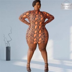 Szín: Khaki 5XL - Xl-5xl Nagy méretű női ruhák Leopárdmintás Bodycon Stretch szexi miniruha Új őszi ruhák alkalmi
