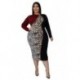 Szín: piros 4XL - Női nagy méretű ruhák Vintage elegáns leopárd patchwork Bodycon Stretch maxi ruha, hosszú ujjú 2022