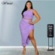 Szín: fekete XXXL - Nagy méretű női ruha 3XL 4XL ruha szettek kétrészes szett Draped szoknyák Crop top Slip Hem divat