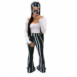 Szín: fekete csíkos L - 3 részes szettek Női felszerelés Bodycon illeszkedő szett Crop Top kiszélesedő nadrág Sál