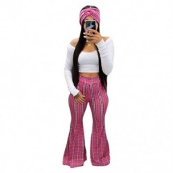Szín: rózsaszín L - 3 részes szettek Női felszerelés Bodycon illeszkedő szett Crop Top kiszélesedő nadrág Sál kocogó
