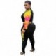Szín: 2 XXL - Nagy méretű L-4XL női 2 részes szett nyakkendő festék patchwork Strech Activewear kocogó outfit motoros