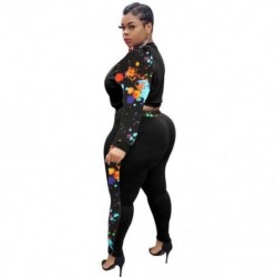 Szín: 3 XXL - Nagy méretű L-4XL női 2 részes szett nyakkendő festék patchwork Strech Activewear kocogó outfit motoros