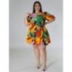Szín: sárga XXXL - Nagy méretű női ruhák virágmintás, elegáns miniruha új nyári ruhák kötéssel