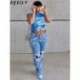 Szín: kék S - AKAILY Nyári utcai viselet Hole Farmer nadrág Női 2022 Hollow Fashion Out Pants Női Magas derekú Szexi Klub