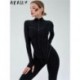 Szín: APRICOT M - Akaily Summer Purple Bodycon Jumpsuits Női 2023 Szexi, hosszú ujjú, cipzáras Aktív ruházat Egyrészes