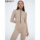 Szín: APRICOT M - Akaily Summer Purple Bodycon Jumpsuits Női 2023 Szexi, hosszú ujjú, cipzáras Aktív ruházat Egyrészes