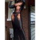 Szín: fekete S - AKAILY Summer Streetwear ruhák nőknek 2023 hosszú ujjú nyomat Maxi ruha Bodycon Graphics fekete party