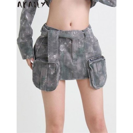 Szín: terepszínű S - Akaily Summer Streetwear Camouflage Bodycon szoknyák nőknek 2023 Magas derekú kötszerzsebek Mini