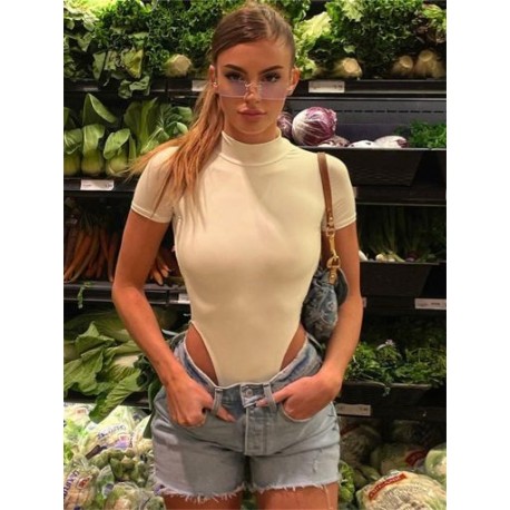 Szín: Khaki L - Akaily Summer Solid alkalmi Jumpsuit Női 2023 O nyakú rövid ujjú Body One Pieces Outfitek Vékony fekete