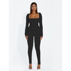 Szín: fekete S - Akaily őszi, téli fekete alapfelszerelés női egyrészes alkalmi ruhák 2022 hosszú ujjú Bodycon Jumpsuit