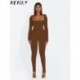Szín: barna S - Akaily őszi, téli fekete alapfelszerelés női egyrészes alkalmi ruhák 2022 hosszú ujjú Bodycon Jumpsuit