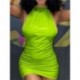 Szín: Fluoreszkáló zöld XS - Akaily nyári szexi hát nélküli ruhák nőknek 2022 fekete kötőfék Bodycon party rövid