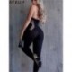 Szín: fekete L - Akaily Summer Hollow Out Női Jumpsuit 2023 V nyakú, ujjatlan hát nélküli jumpsuit One Pieces Skinny Black