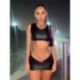 Szín: fekete L - Akaily Summer Streetwear 2 két darabos szett szoknya női O nyak ujjatlan Crop felső mini szoknyák fekete
