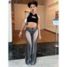 Szín: szürke M - AKAILY Magas derekú szexi Bodycon nadrágok nőknek 2023 Streetwear divatos egyenes szárú nadrág nyári