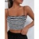 Szín: fekete-fehér szoknya M - Akaily Summer Streetwear Striped 2 kétrészes szettek Női ruhák Ujjatlan Crop Tank Topok