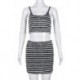 Szín: fekete-fehér szettek M - Akaily Summer Streetwear Striped 2 kétrészes szettek Női ruhák Ujjatlan Crop Tank Topok