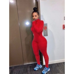 Szín: Piros XL - Akaily Blue Jumpsuit nőknek 2023 kauzális hosszú ujjú Bodycon Jumpsuits női fekete cipzáras egyszerű