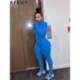 Szín: Piros XL - Akaily Blue Jumpsuit nőknek 2023 kauzális hosszú ujjú Bodycon Jumpsuits női fekete cipzáras egyszerű