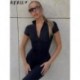 Szín: fekete M - Akaily Fall Black Basic Jumpsuit Streetwear Női Divatos Egyrészes Outfitek 2022 V nyakú rövid ujjú