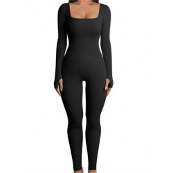 Szín: fekete hosszú ujjú M - Akaily Summer Outfits Bordás Jumpsuit Női 2023 Tréningruha One Pieces Ujjatlan Bodycon
