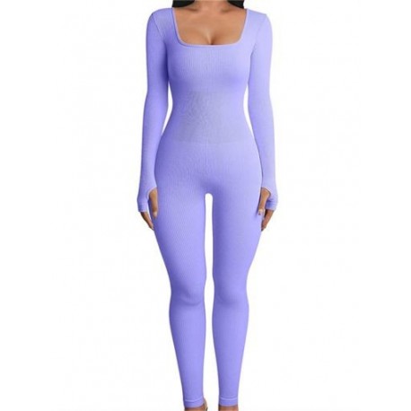 Szín: lila hosszú ujjú M - Akaily Summer Outfits Bordás Jumpsuit Női 2023 Tréningruha One Pieces Ujjatlan Bodycon Jumpsuit