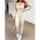 Szín: kék hosszú ujjú M - Akaily Summer Outfits Bordás Jumpsuit Női 2023 Tréningruha One Pieces Ujjatlan Bodycon Jumpsuit