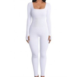 Szín: fehér hosszú ujjú M - Akaily Summer Outfits Bordás Jumpsuit Női 2023 Tréningruha One Pieces Ujjatlan Bodycon