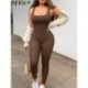 Szín: szürke M - Akaily Summer Outfits Bordás Jumpsuit Női 2023 Tréningruha One Pieces Ujjatlan Bodycon Jumpsuit Streetwear
