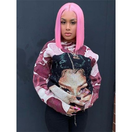 Szín: rózsaszín S - Akaily őszi rózsaszín grafikus pólók női utcai ruházat 2022 bő nyakú, hosszú ujjú felsők Női