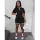 Szín: fekete 1 S - Akaily Casual Black Plus Size Pink Summer Bodycon ruha Női Streetwear Rövid ujjú ruha Fehér mini ruhák