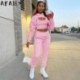 Szín: szürke M - Akaily Summer Streetwear Tracksuit 3 részes szett ruhák női 2023 hosszú ujjú rózsaszín kapucnis