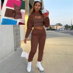 Szín: barna M - Akaily Summer Streetwear atlétaruha 3 részes szett ruhák női 2023 hosszú ujjú rózsaszín kapucnis