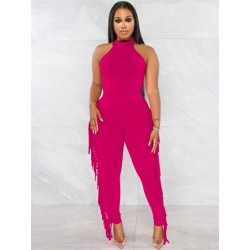 Szín: Rose Red XXL - Akaily tavaszi alkalmi két 2 részes szettek Női ruhák O Nyakú Ujjatlan Body Skinny Bojt nadrágok