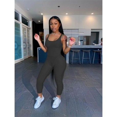 Szín: fekete S - Akaily Casual Solid Sheer Mesh Bodycon Jumpsuitek Nyári ruhák Női 2023 Fekete Camisole One Pieces Green