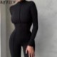 Szín: fekete M - Akaily őszi fehér bordás jumpsuit Streetwear egyrészes ruhák nőknek 2021 fekete, nyakú, hosszú ujjú