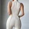 Szín: fehér M - Akaily őszi fehér bordás jumpsuit Streetwear egyrészes ruhák nőknek 2021 fekete, nyakú, hosszú ujjú