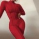 Szín: piros M - Akaily őszi fehér bordás jumpsuit Streetwear egyrészes ruhák nőknek 2021 fekete, nyakú, hosszú ujjú