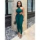 Szín: zöld M - Akaily Summer Sexy Backless 2 részes készletek Női parti ruhák 2022 Halter Backless Crop felső és hosszú