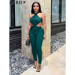Szín: zöld M - Akaily Summer Sexy Backless 2 részes készletek Női parti ruhák 2022 Halter Backless Crop felső és hosszú