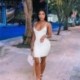 Szín: fehér M - Akaily Autumn Streetwear Ruched ruhák nőknek 2021 Camis V nyakú ujjatlan Bodycon rövid ruha női